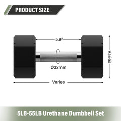 Major Fitness Urethane Octagonal-Shield Dumbbells