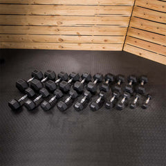 550lb Hex Rubber Dumbbell Set w/ 3-Tier Rack by Lifeline