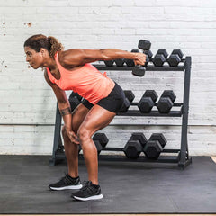 550lb Hex Rubber Dumbbell Set w/ 3-Tier Rack by Lifeline