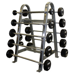 Horizontal Barbell Rack w/ 12-Sided Urethane Straight Barbells - 20-110lb Set by Troy Barbell